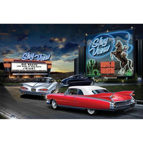 Diners and Cars IV Black Modern Wood Framed Art Print by Flint, Helen