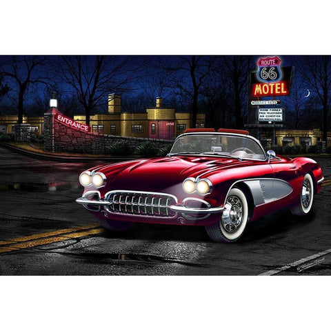 Diners and Cars V Black Modern Wood Framed Art Print with Double Matting by Flint, Helen