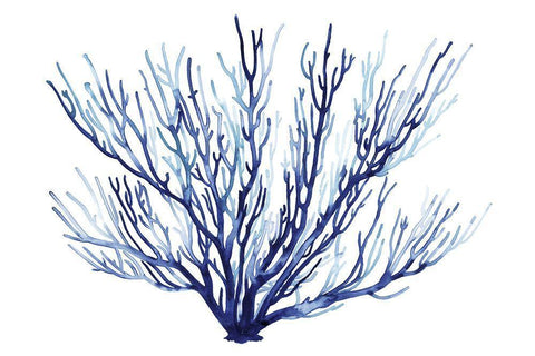 Azure Fan II White Modern Wood Framed Art Print with Double Matting by Popp, Grace