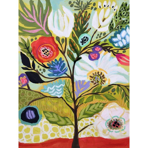 Flower Tree I Black Modern Wood Framed Art Print by Fields, Karen