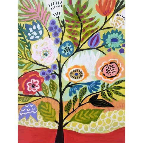 Flower Tree II Black Modern Wood Framed Art Print with Double Matting by Fields, Karen