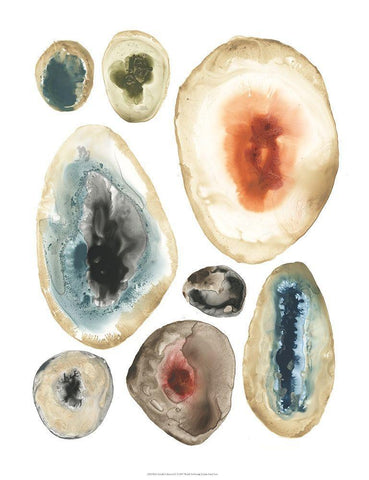 Geode Collection IV White Modern Wood Framed Art Print with Double Matting by Vess, June Erica