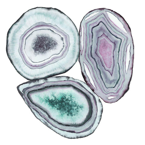 Geode Gems I White Modern Wood Framed Art Print with Double Matting by Popp, Grace