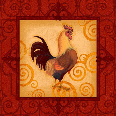 Decorative Rooster I Black Ornate Wood Framed Art Print with Double Matting by Eisner, Viv