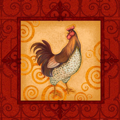 Decorative Rooster IV Black Modern Wood Framed Art Print by Eisner, Viv