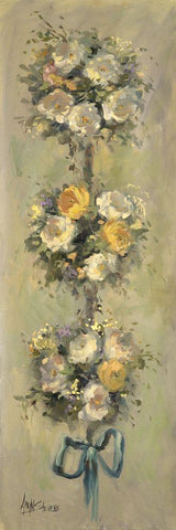 2-Up Topiary Bouquet I White Modern Wood Framed Art Print with Double Matting by Stevens, Allayn