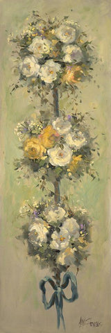 2-Up Topiary Bouquet II White Modern Wood Framed Art Print with Double Matting by Stevens, Allayn