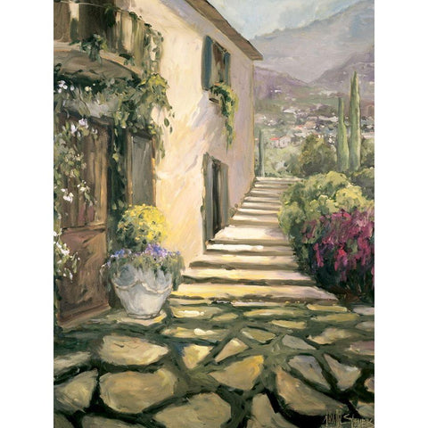 Italian Villa II Black Modern Wood Framed Art Print with Double Matting by Stevens, Allayn