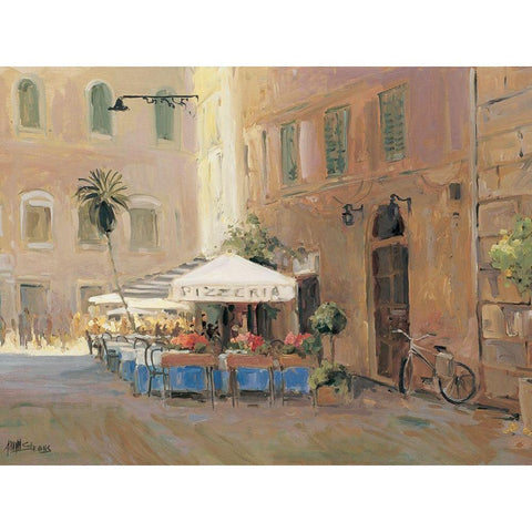 Cafe Roma Black Modern Wood Framed Art Print by Stevens, Allayn
