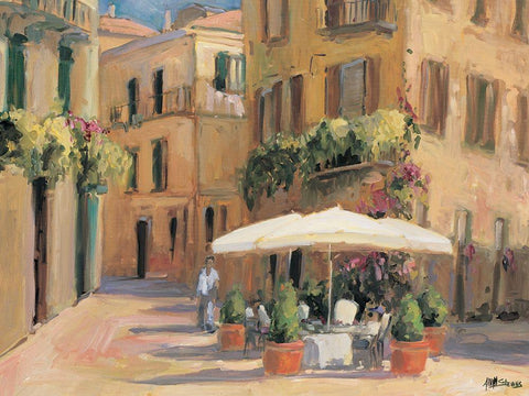 Cafe Bordeaux Black Ornate Wood Framed Art Print with Double Matting by Stevens, Allayn