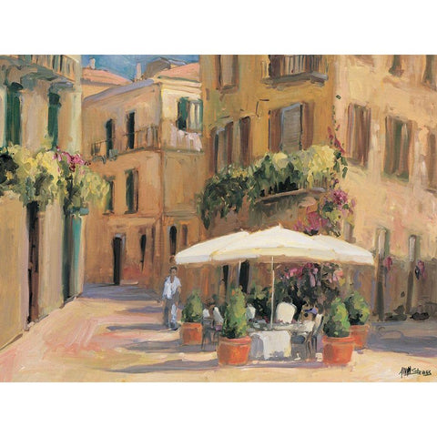 Cafe Bordeaux Gold Ornate Wood Framed Art Print with Double Matting by Stevens, Allayn