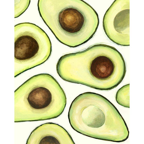 Avocado Arrangement I White Modern Wood Framed Art Print by Borges, Victoria