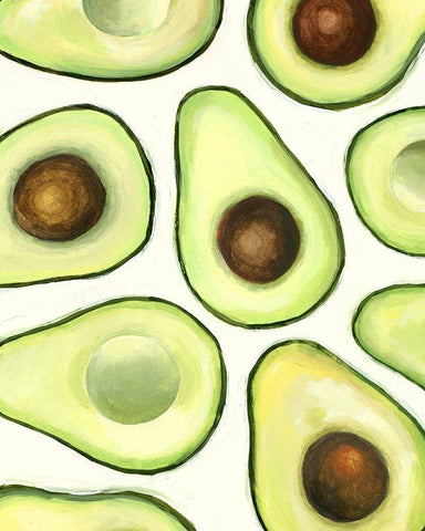 Avocado Arrangement II White Modern Wood Framed Art Print with Double Matting by Borges, Victoria