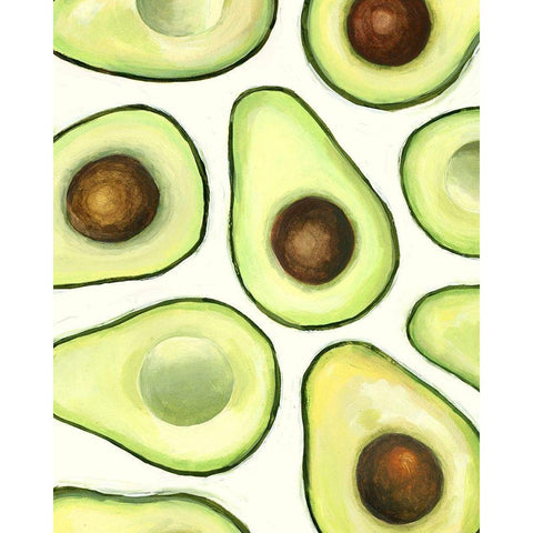 Avocado Arrangement II White Modern Wood Framed Art Print by Borges, Victoria