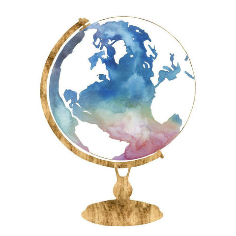 Adventure Globe I Black Ornate Wood Framed Art Print with Double Matting by Popp, Grace