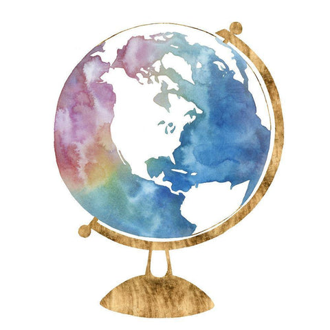 Adventure Globe II White Modern Wood Framed Art Print by Popp, Grace