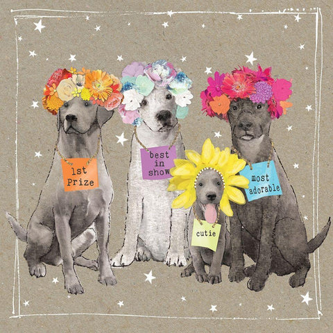 Fancypants Wacky Dogs V White Modern Wood Framed Art Print with Double Matting by Gower, Hammond