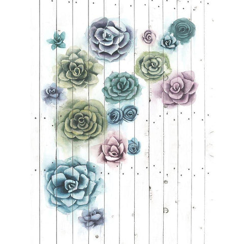 Shiplap Succulent Cluster II White Modern Wood Framed Art Print by Popp, Grace