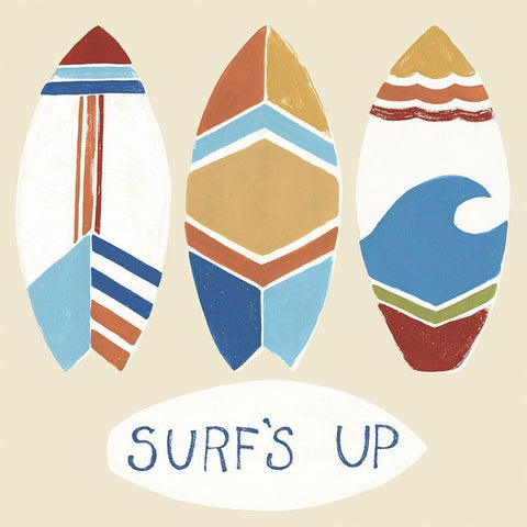 Surfs Up! I Black Modern Wood Framed Art Print with Double Matting by Vess, June Erica