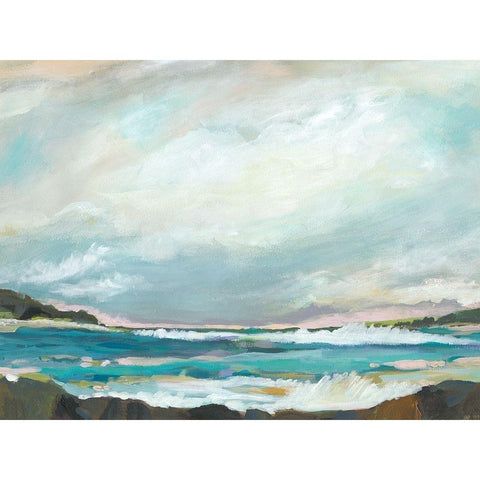 Seaside View III White Modern Wood Framed Art Print by Fields, Karen