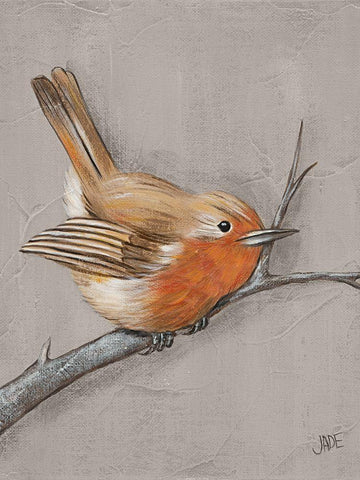 Winter Bird II White Modern Wood Framed Art Print with Double Matting by Reynolds, Jade