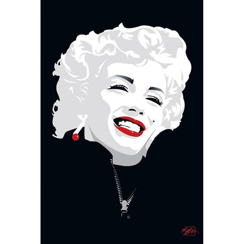 Miki Marilyn Black Modern Wood Framed Art Print by Miki
