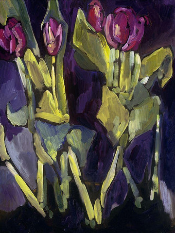 Violet Spring Flowers I Black Ornate Wood Framed Art Print with Double Matting by Ferrell, Erin McGee