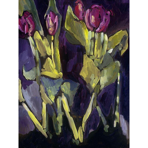 Violet Spring Flowers I Black Modern Wood Framed Art Print with Double Matting by Ferrell, Erin McGee
