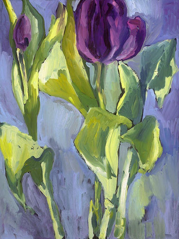 Violet Spring Flowers II Black Ornate Wood Framed Art Print with Double Matting by Ferrell, Erin McGee