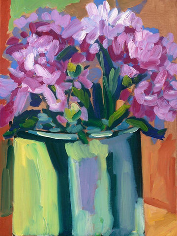 Violet Spring Flowers IV White Modern Wood Framed Art Print with Double Matting by Ferrell, Erin McGee