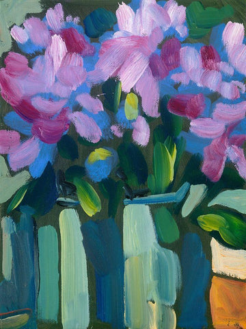 Violet Spring Flowers V White Modern Wood Framed Art Print with Double Matting by Ferrell, Erin McGee