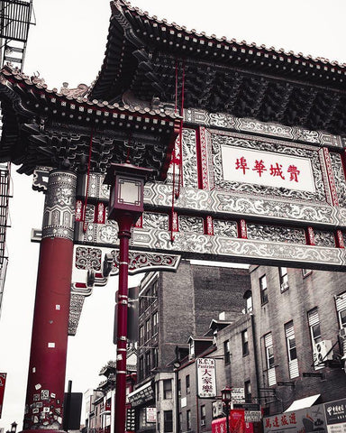 Chinatown Reds II White Modern Wood Framed Art Print with Double Matting by Quintero, Sonja