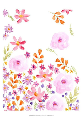 Blush Blooms I Black Ornate Wood Framed Art Print with Double Matting by Moore, Regina