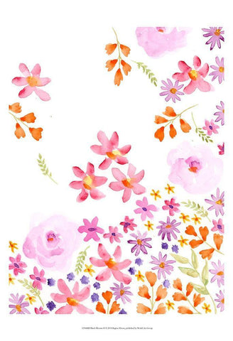 Blush Blooms II White Modern Wood Framed Art Print with Double Matting by Moore, Regina