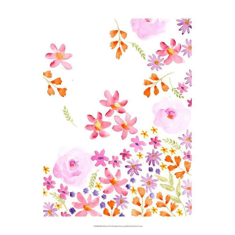 Blush Blooms II Black Modern Wood Framed Art Print with Double Matting by Moore, Regina
