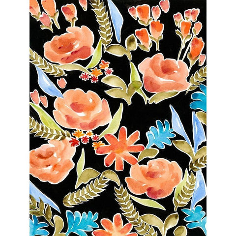 Floral Assembly I Black Modern Wood Framed Art Print by Moore, Regina