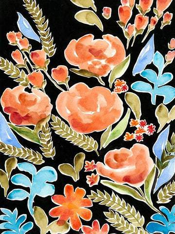 Floral Assembly II White Modern Wood Framed Art Print with Double Matting by Moore, Regina