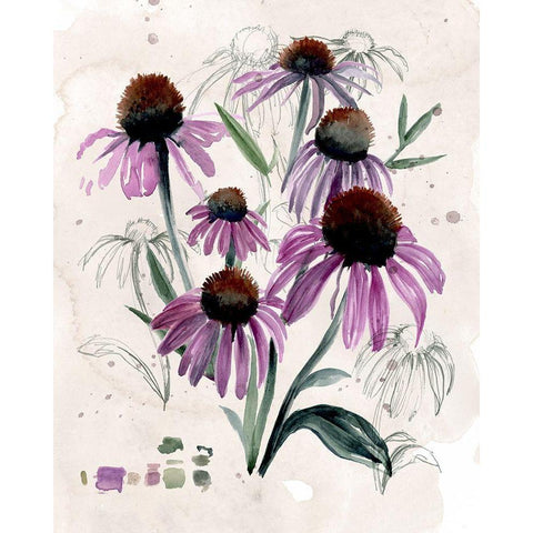 Purple Wildflowers II White Modern Wood Framed Art Print by Parker, Jennifer Paxton