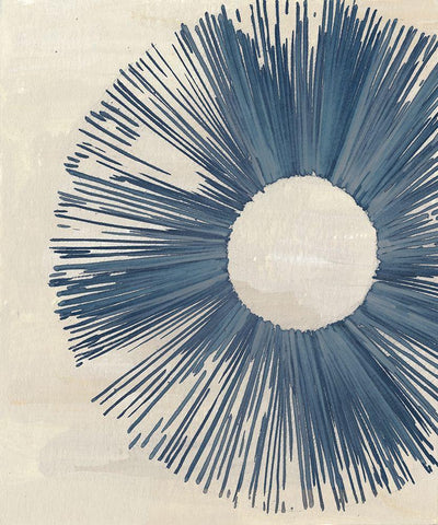 Blue Burst I White Modern Wood Framed Art Print with Double Matting by Wang, Melissa