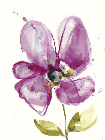 Violet Petals II White Modern Wood Framed Art Print with Double Matting by Goldberger, Jennifer