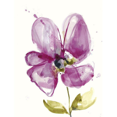 Violet Petals II Black Modern Wood Framed Art Print with Double Matting by Goldberger, Jennifer