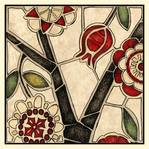 Floral Mosaic I Black Ornate Wood Framed Art Print with Double Matting by Meagher, Megan