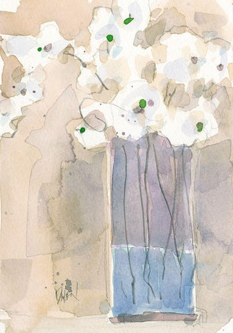 Little Vase II White Modern Wood Framed Art Print with Double Matting by Dixon, Samuel