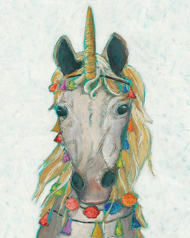 Fiesta Unicorn I Black Ornate Wood Framed Art Print with Double Matting by Zarris, Chariklia