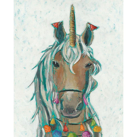 Fiesta Unicorn II White Modern Wood Framed Art Print by Zarris, Chariklia