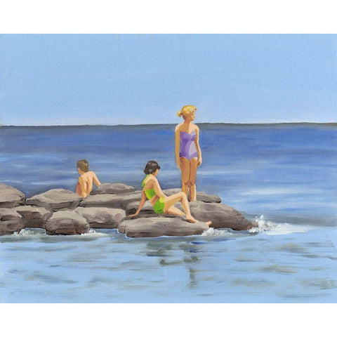 Beach Scene I White Modern Wood Framed Art Print by Miller, Dianne