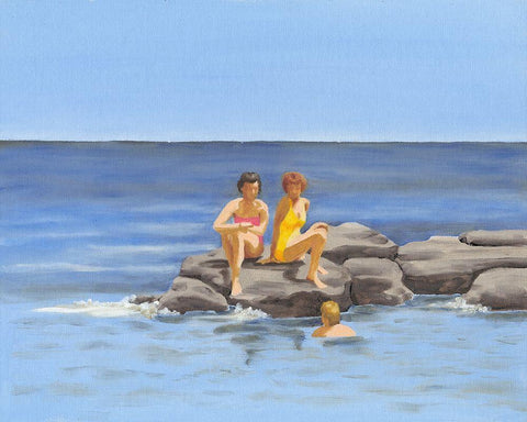 Beach Scene II Black Ornate Wood Framed Art Print with Double Matting by Miller, Dianne