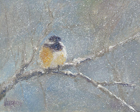 Chance of Snow I Black Ornate Wood Framed Art Print with Double Matting by Wendling, Marilyn