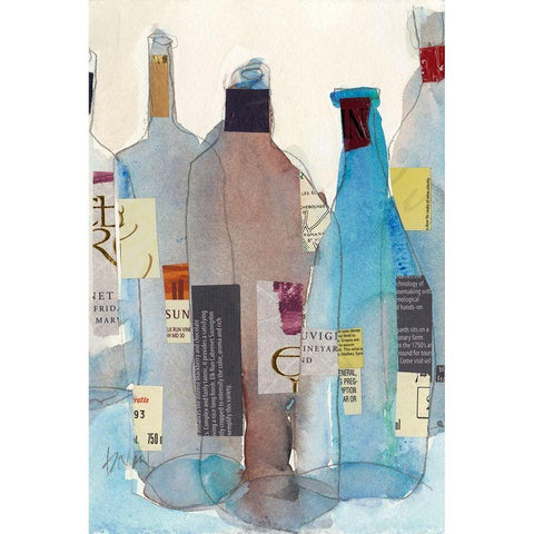 The Wine Bottles I White Modern Wood Framed Art Print by Dixon, Samuel