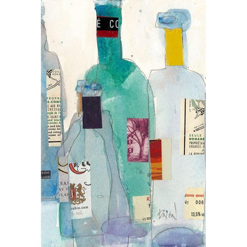 The Wine Bottles II White Modern Wood Framed Art Print by Dixon, Samuel